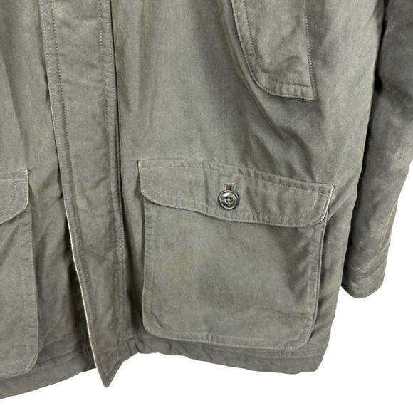 LL Bean Mens Wool Lined Barn Jacket Chore Coat Olive Green Winter Parka sz L - Picture 7 of 16